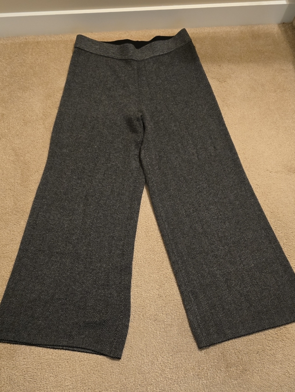 Max Studio Herringbone Knit Wide Leg Pull On Pants Size L